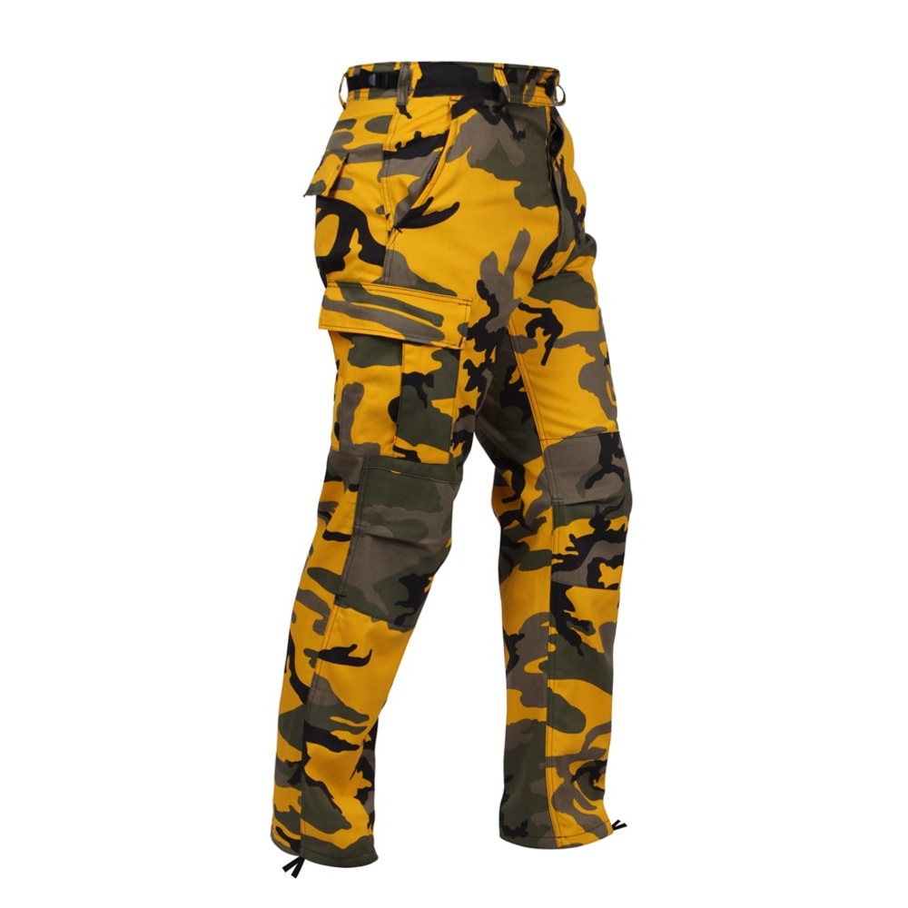 Yellow camo utility cargo pants